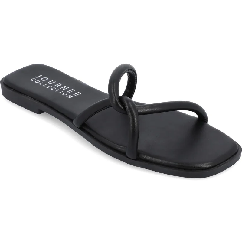 Comfortable Motion Flexible Shoes Lauda Womens Strappy Faux Leather Slide Sandals