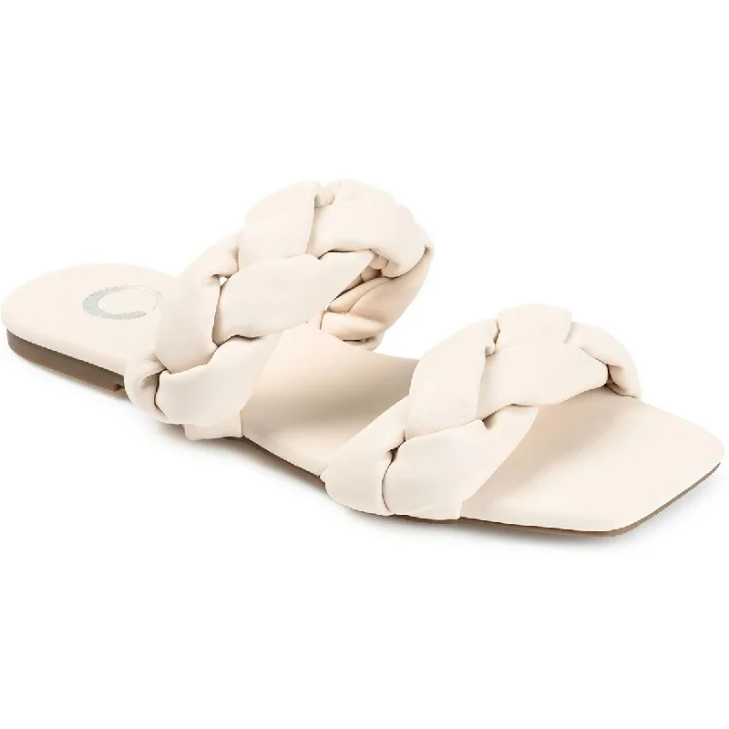 Ultra-Light Footwear Sale Womens Faux Leather Braided Slide Sandals