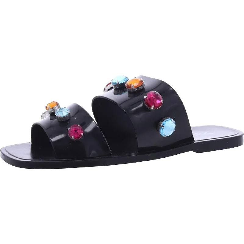 Fast Fashion Favorites Womens Jelly Rhinestone Slide Sandals