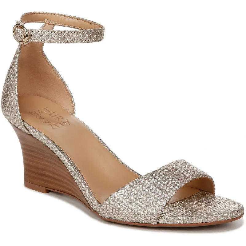 Limited Time Flash Sale VERA-GOLDEN Womens Leather Ankle Strap Wedge Sandals