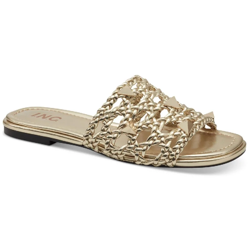 Quick Grab Deals Starlette Womens Metallic Studded Slide Sandals
