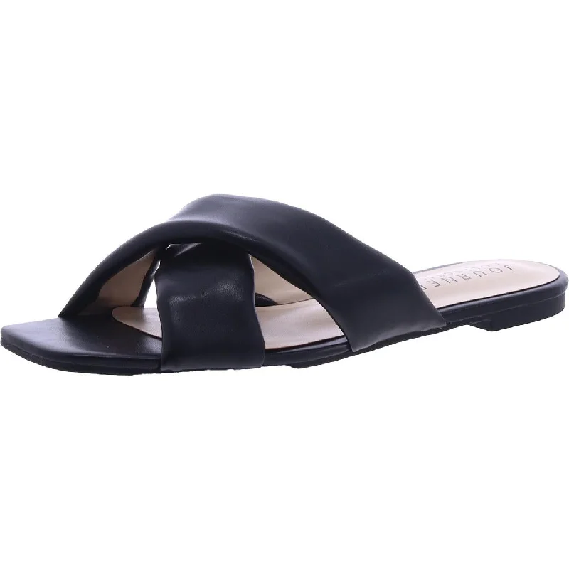 Flash Sale Womens Faux Leather Criss-Cross Slide Sandals