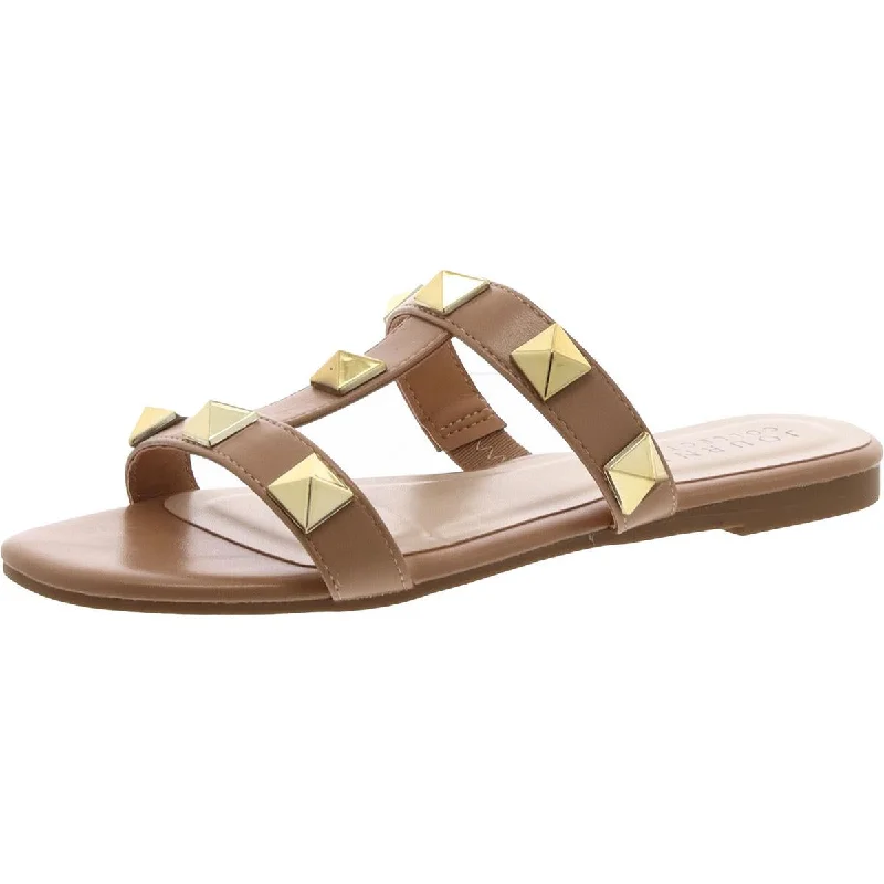 Cozy Chic Promotions Womens Faux Leather Studded Slide Sandals