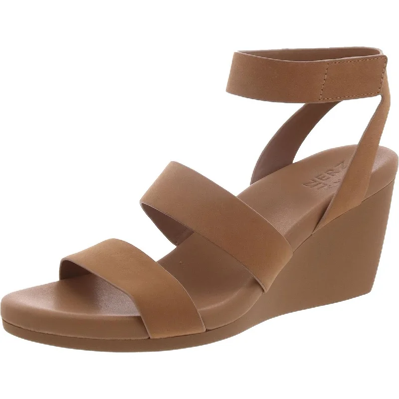 Feminine Style Promotions Ignite Womens Leather Ankle Strap Wedge Sandals