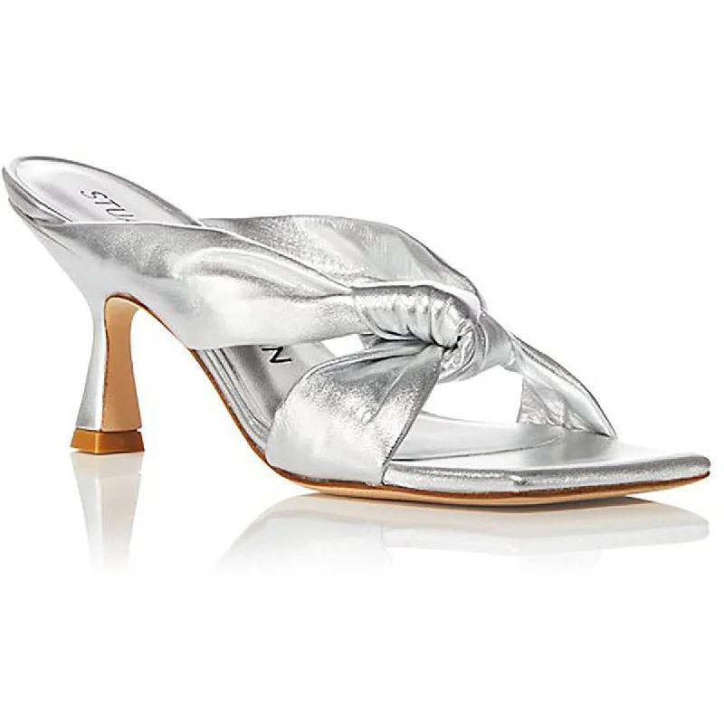 Exclusive Fashion Deals Playa75 Womens Metallic Square Toe Slide Sandals
