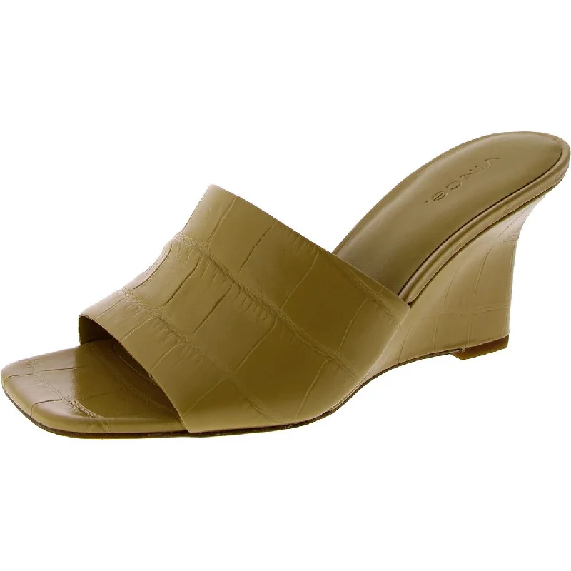 Crazy Discounts, Hurry Up Pia-2 Womens Faux Leather Slip On Wedge Sandals
