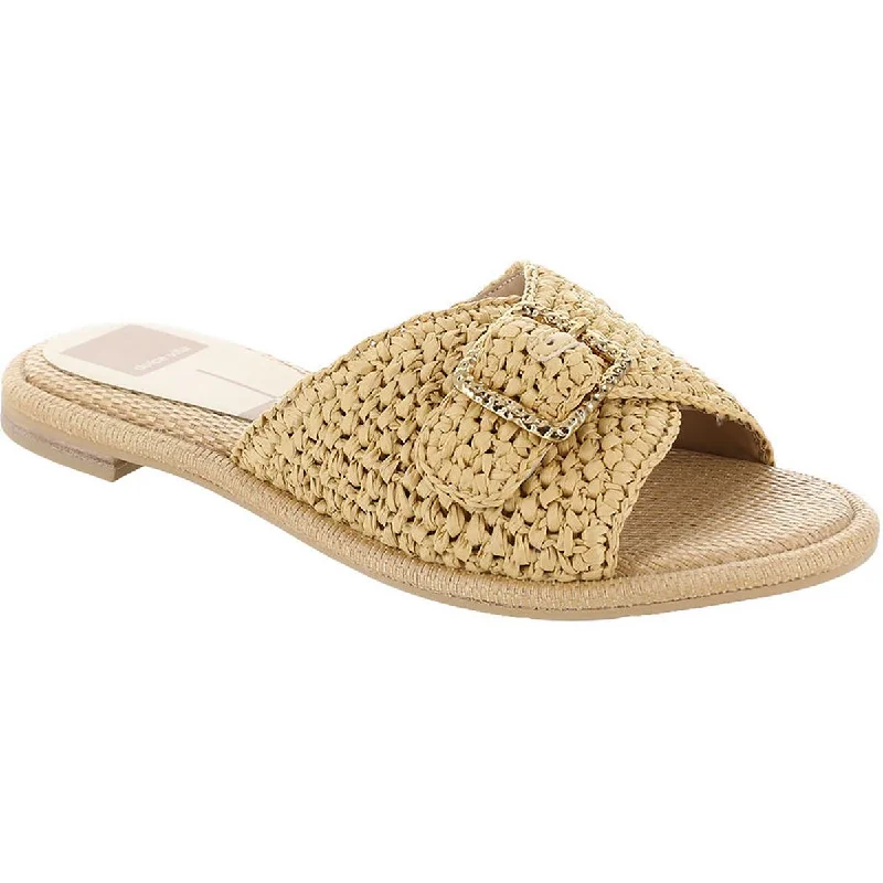 Additional Time-Limited Offers Alonzo Womens Raffia Buckle Slide Sandals
