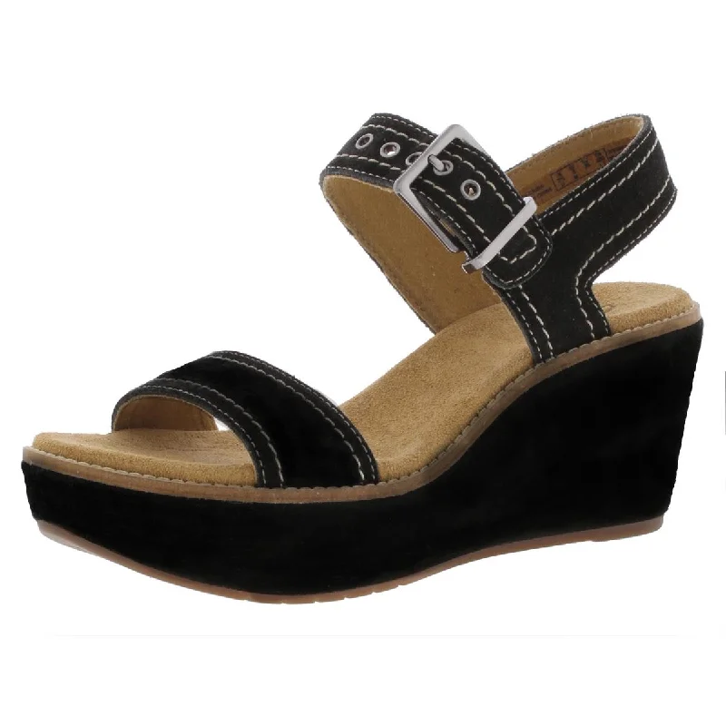 Fashion Essentials Aisley Orchid Womens Suede Ankle Strap Wedge Sandals