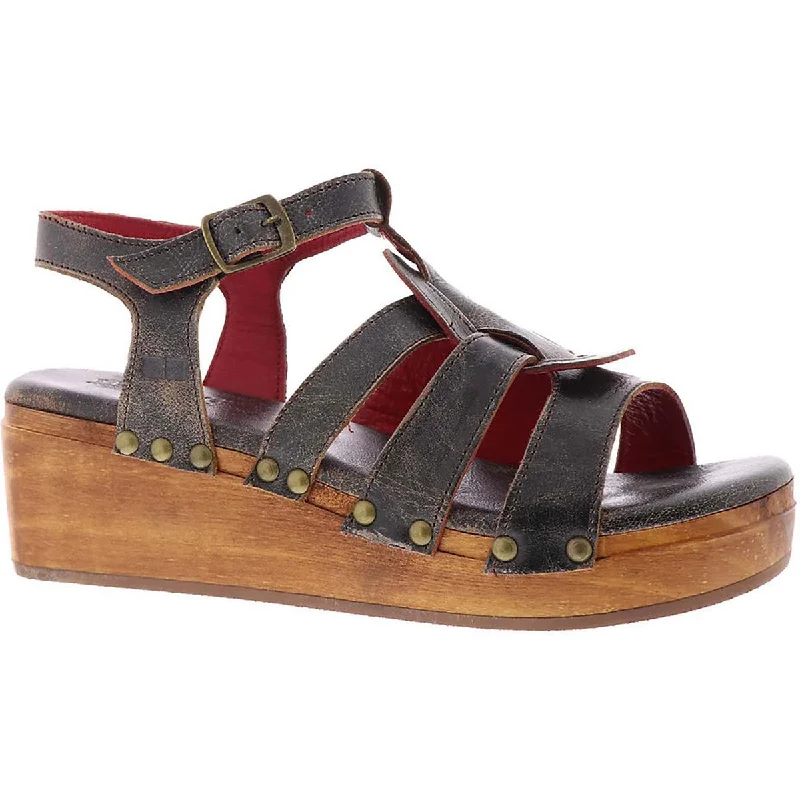 Get The Latest Trends Womens Leather Wedge Heel Wedge Sandals