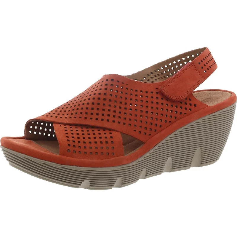 Ride The Style Wave Clarene Award Womens Nubuck Perforated Wedge Sandals