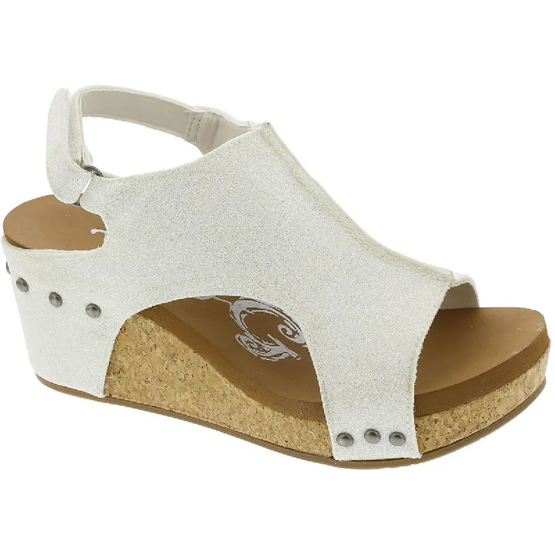 Hot Items Womens Faux Leather Open Toe Wedge Sandals