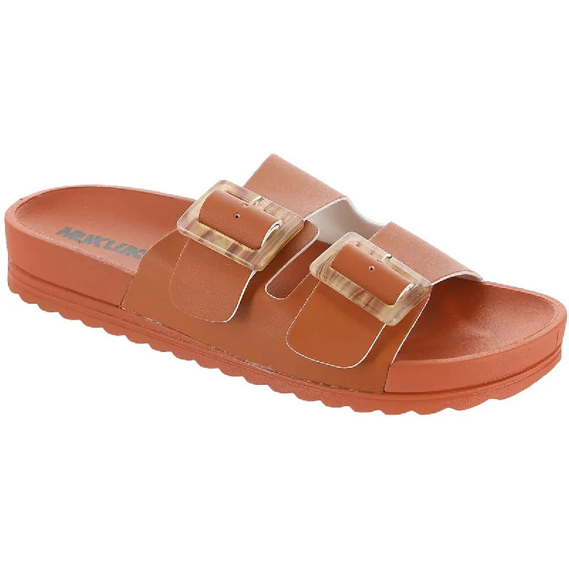 Best Deals Of The Season Grand Cayman 2.0 Womens Faux Leather Buckle Slide Sandals