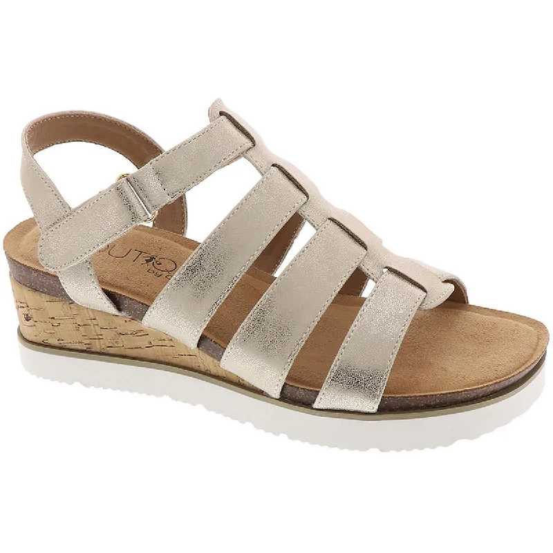 Essentials On Sale Womens Faux Leather Adjustable Wedge Sandals