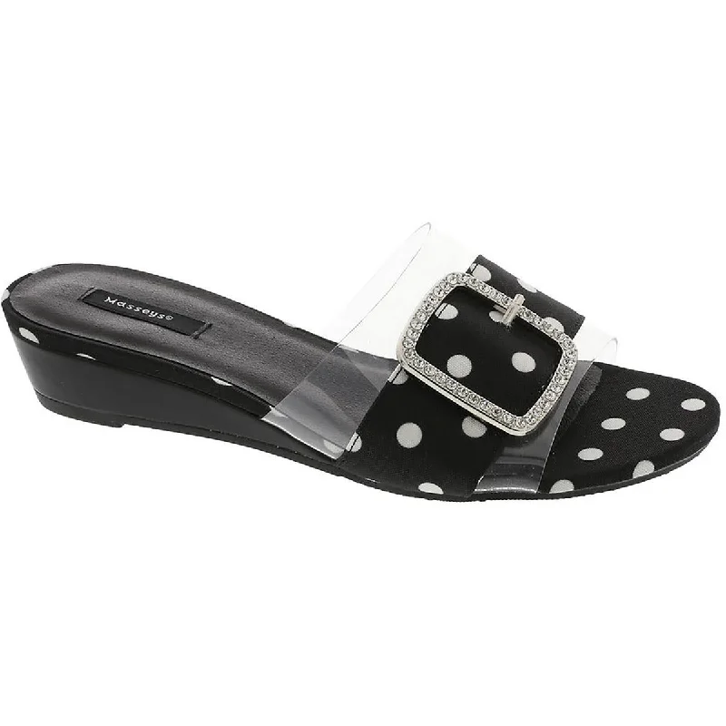 Find Your Unique Flair Milan Womens Polka Dot Embellished Slide Sandals
