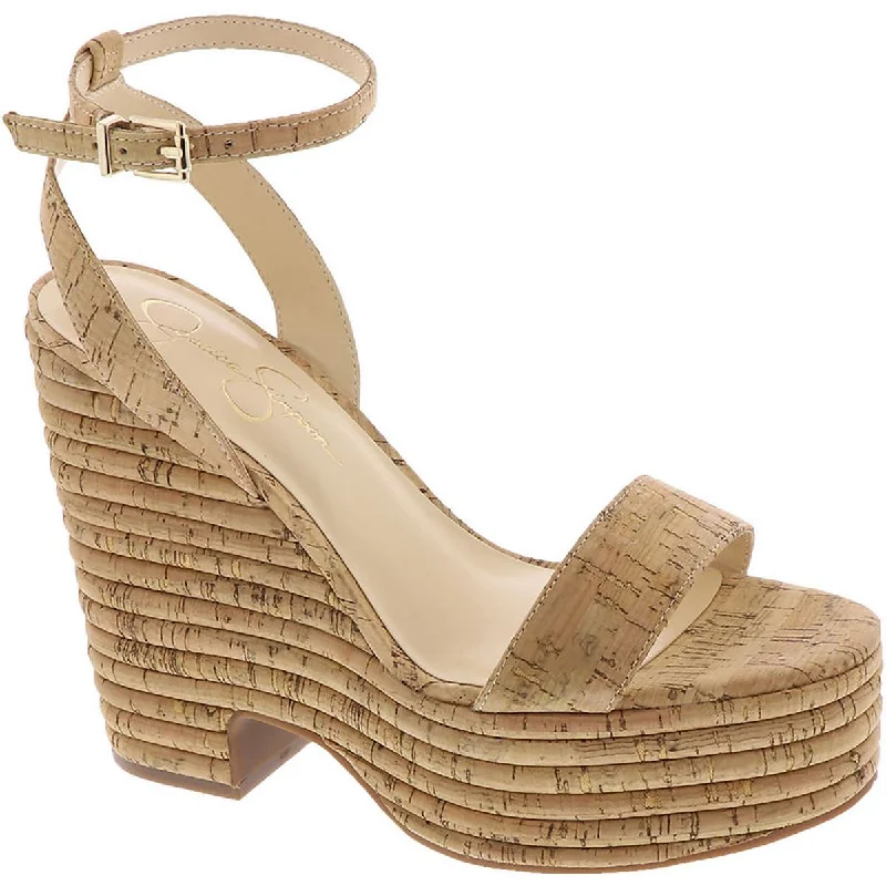 Style Without Limits Womens Cork Ankle Strap Wedge Sandals