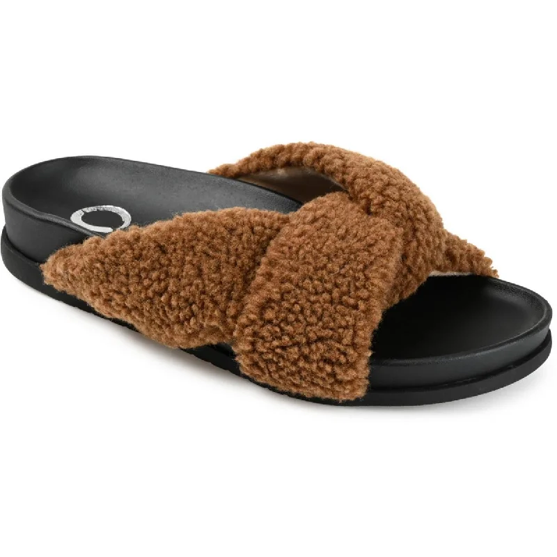 Shop Sale Items Womens Faux Fur Slip On Slide Sandals