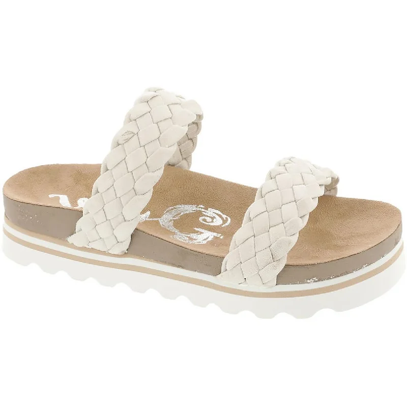 The Good Stuff Braidon Womens Faux Leather Slip-On Slide Sandals