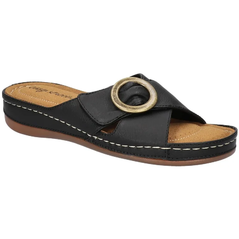 New In This Season BLOOMER Womens Faux Leather Slip On Slide Sandals