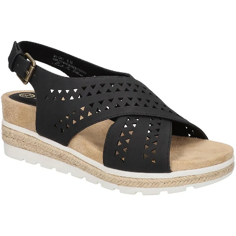 Contemporary Fashion Sale Cosette Womens Faux Leather Criss-Cross Wedge Sandals