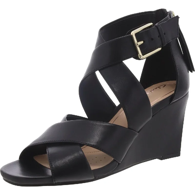 Smart Casual Deals Ysabelle Jules Womens Leather Ankle Strap Wedge Sandals