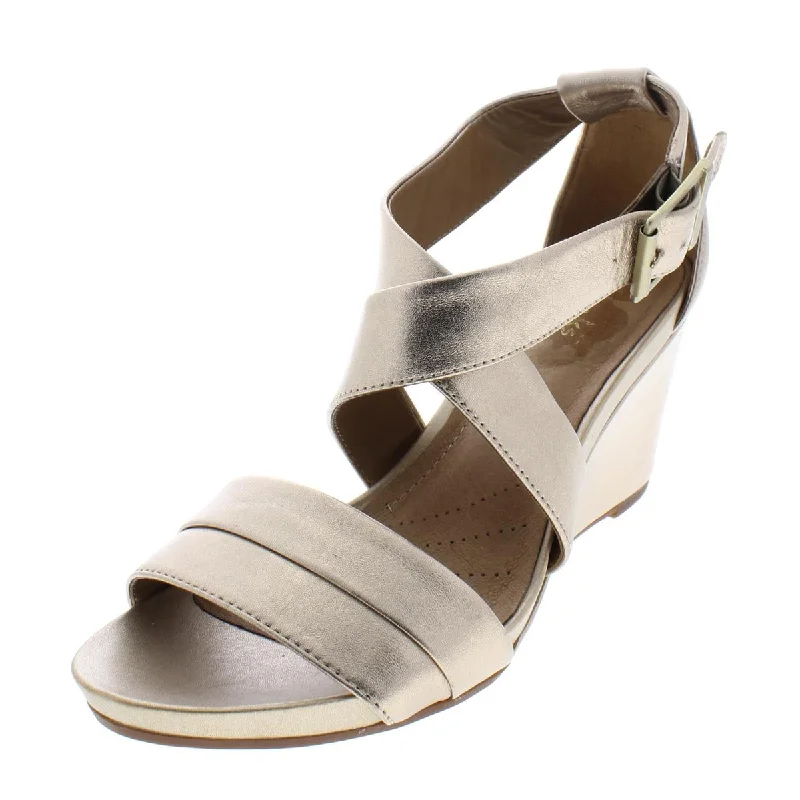Sporty Fashion Offers Acina Newport Womens Leather Open Toe Wedge Sandals