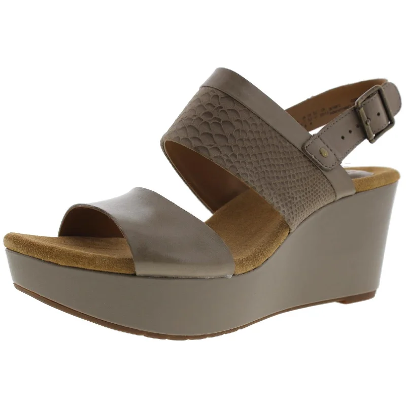 Retro Style Promotions Caslynn Womens Leather Snake Print Wedge Sandals