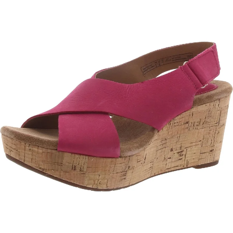 Fashionable Casual Footwear Offers Caslynn Shae Womens Leather Slingback Wedge Sandals