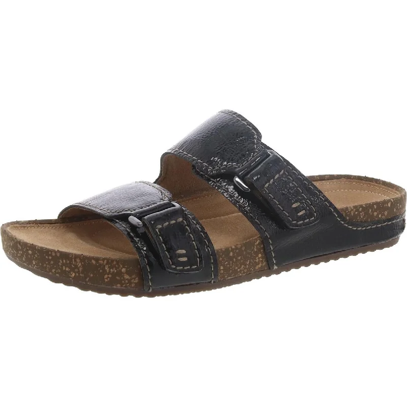 Trendy Flats Sale Rosilla Tilton Womens Patent Leather Adjustable Slide Sandals