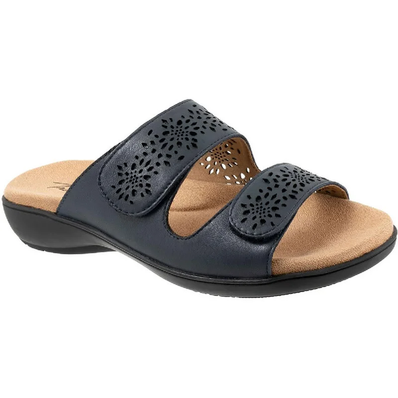 Affordable Shoe Fashion Ruthie Womens Leather Cushioned Slide Sandals