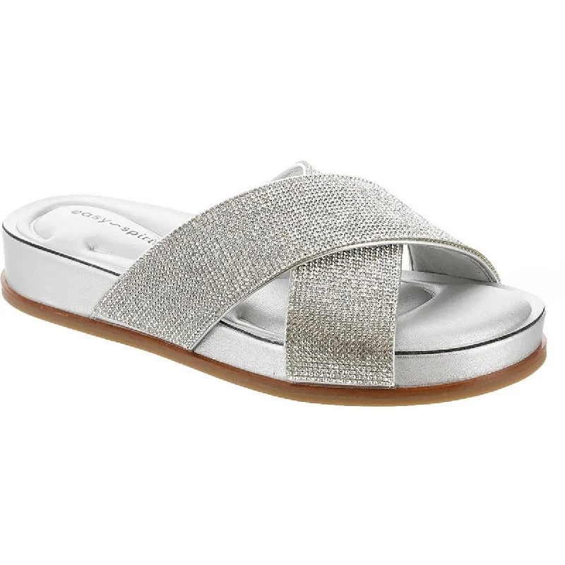 Flexible Sole Shoes Sale Judy 5 Womens Metallic Embellished Slide Sandals