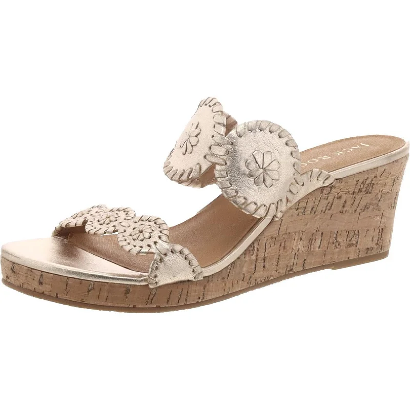 Luxury Shoes Clearance Womens Faux Leather Slip On Wedge Sandals