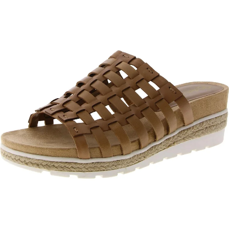 Comfortable Everyday Shoes Womens Leather Slip On Wedge Sandals