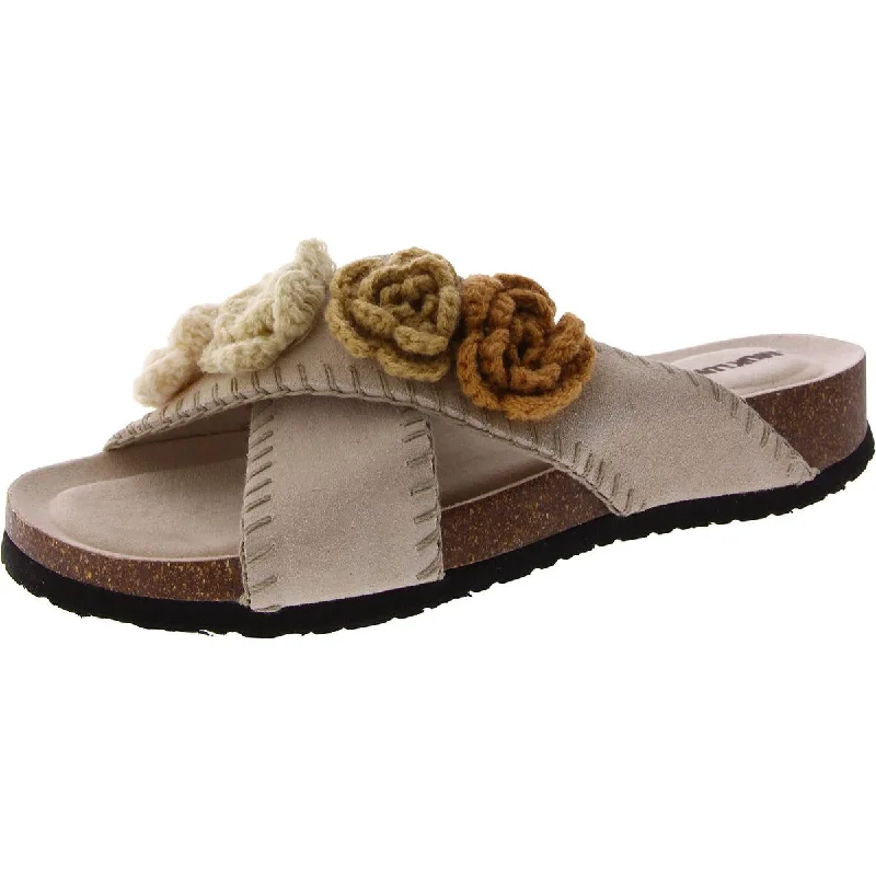 Comfortable Minimalist Shoes Penelope Womens Suede Criss-Cross Slide Sandals
