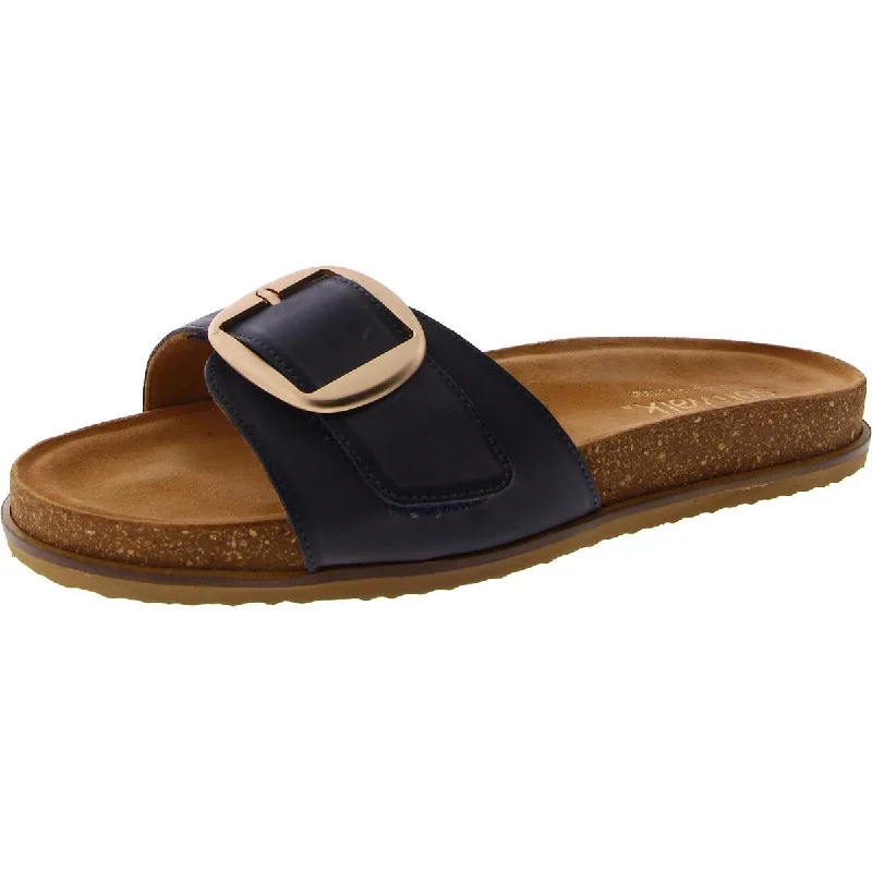 Comfortable Stylish Shoes Una Womens Leather Slip-On Slide Sandals