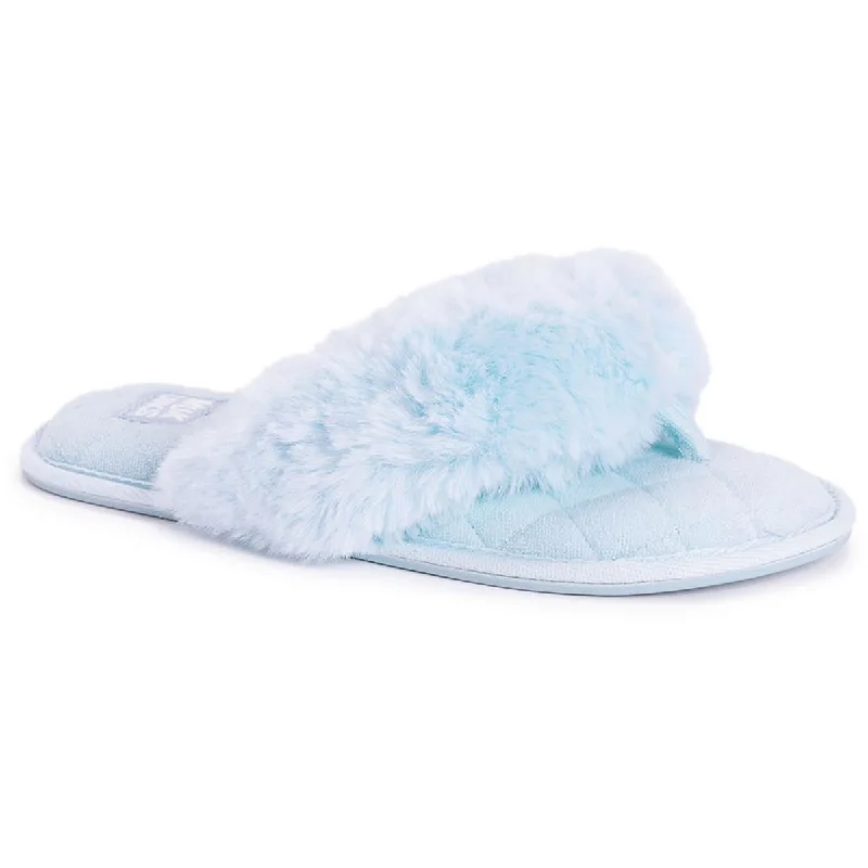 Effortless Slip-On Shoes Maren Womens Faux Fur Flip-Flop Thong Sandals