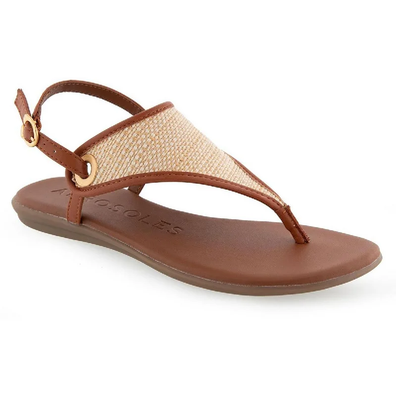 Chic Styles Conchlusion Womens Faux Leather Slingback T-Strap Sandals