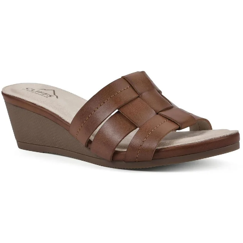 Fresh Styles, Fresh Deals Candyce Womens Faux Leather Woven Wedge Sandals