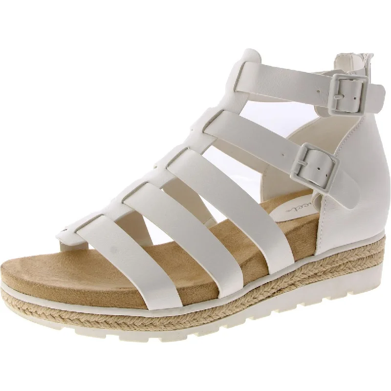 Premium Fashion Simone Womens Faux Leather Caged Wedge Sandals