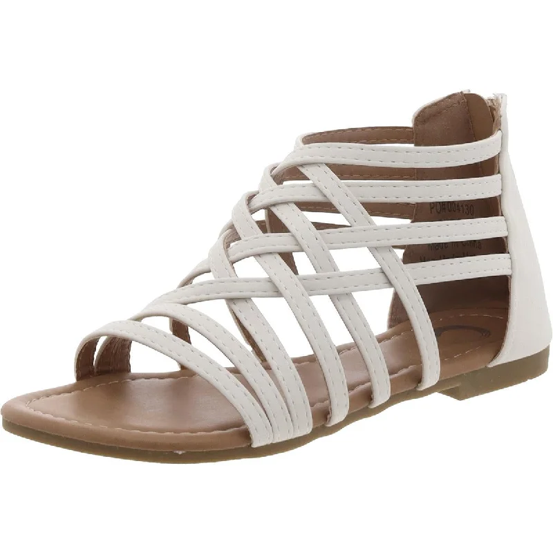 Hot Styles Womens Faux Leather Zipper Strappy Sandals