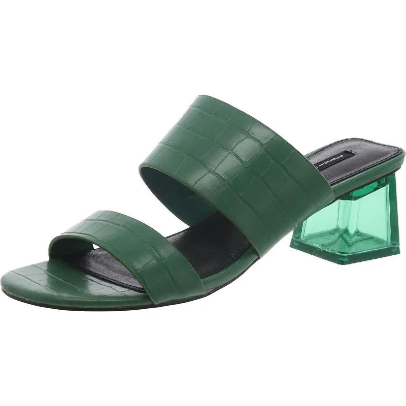 Fashion-Forward Womens Faux Leather Embossed Block Heel