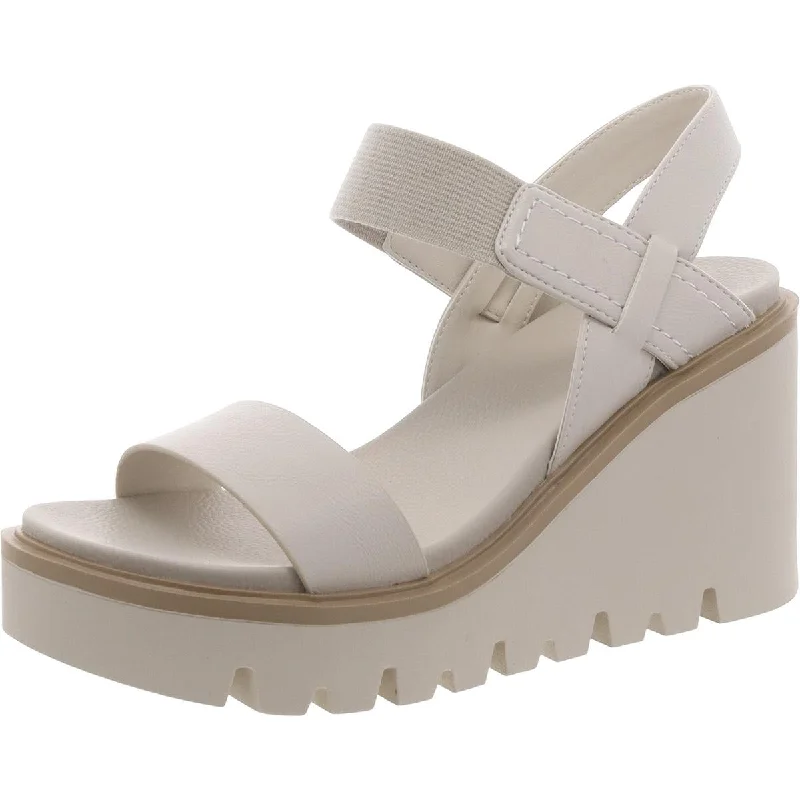 End Of Season Sale Elamul Womens Faux Leather Stretch Wedge Sandals