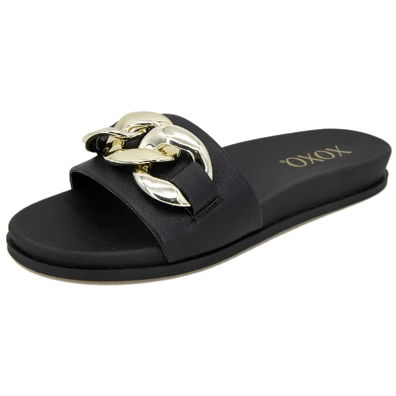 Fashion Sale JOLENNE Womens Faux Leather Slip on Slide Sandals