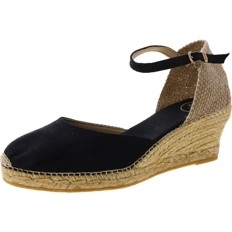 Trend Leading Collection Caldes Womens Linen Ankle Strap Wedge Sandals