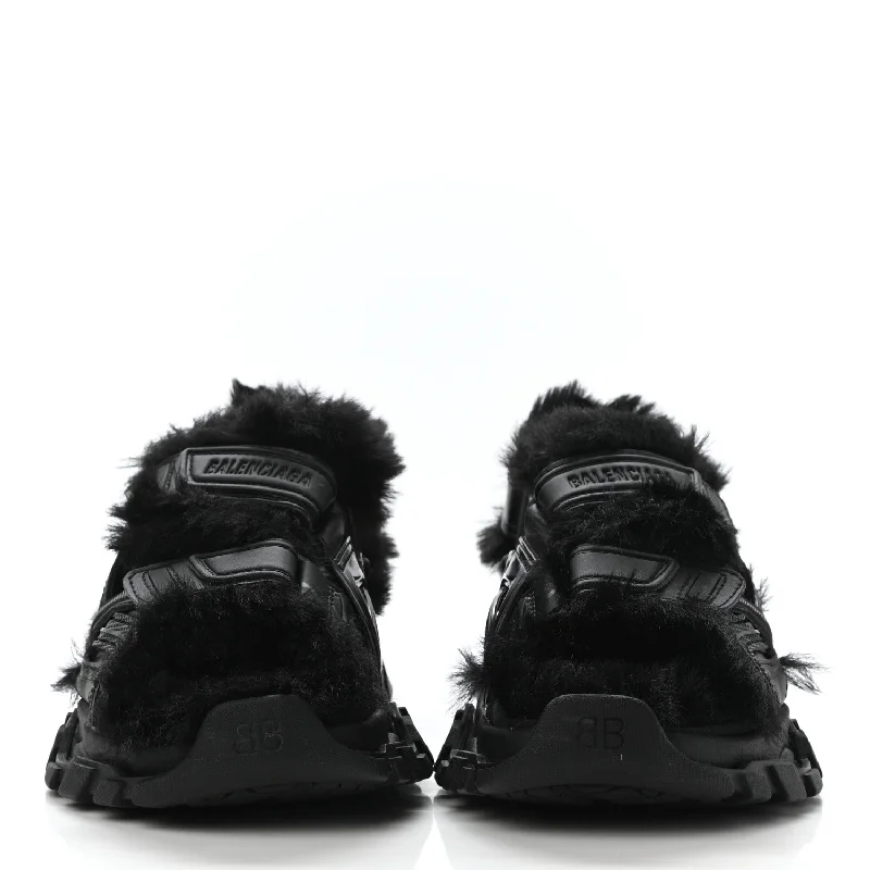 Chic Trend Collection Balenciaga Faux Fur Rubber Mesh Track Sandals 'Black'