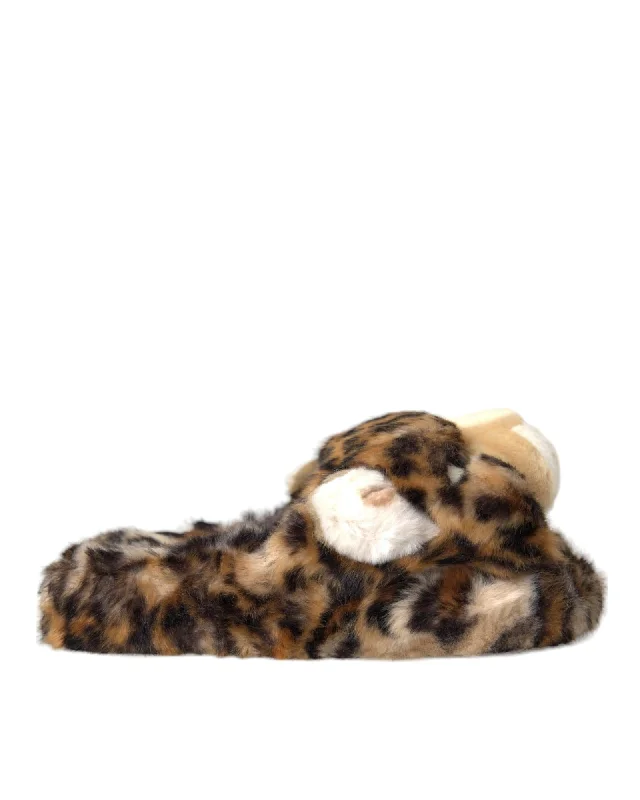 Dolce & Gabbana  Leopard Print Fur Slides for Women