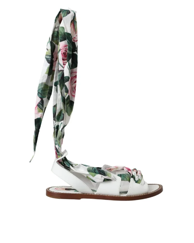 Dolce & Gabbana  Floral Print Leather Sandals