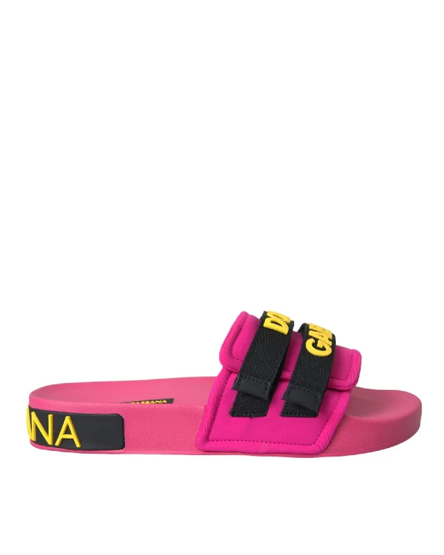 Dolce & Gabbana  Women's DG Patch Slide Sandals - Pink