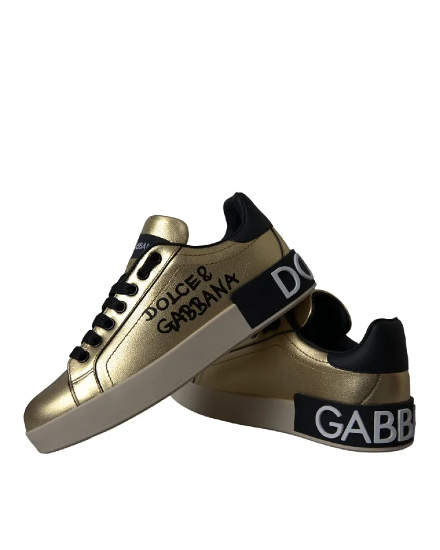 New Arrivals Dolce & Gabbana  Mayfair Gold Leather Sneakers