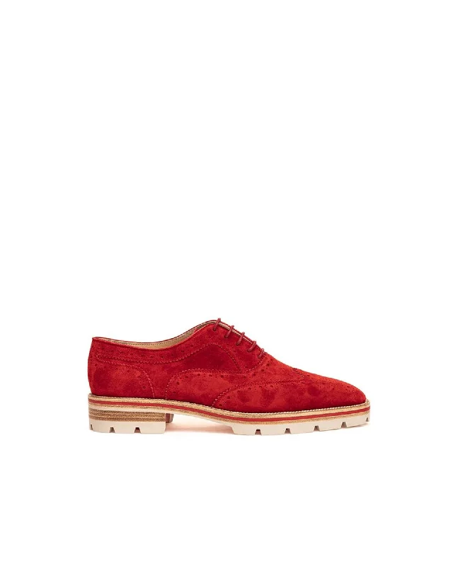 Christian Louboutin  Louis Junior Red Suede Oxford Shoes