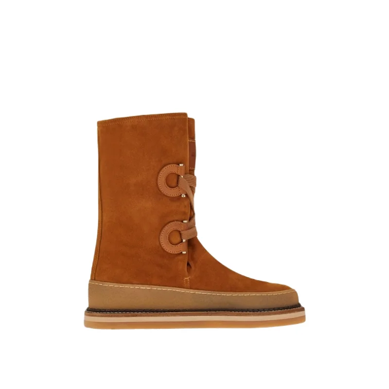 Comfortable Slip-Resistant Shoes Ferragamo Celeno Women's Boots Brown